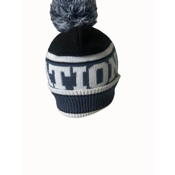 Victorias Secret PINK Nation OS / TU Black & Grey Knit Pom Pom Beanie Hat - Picture 4 of 6